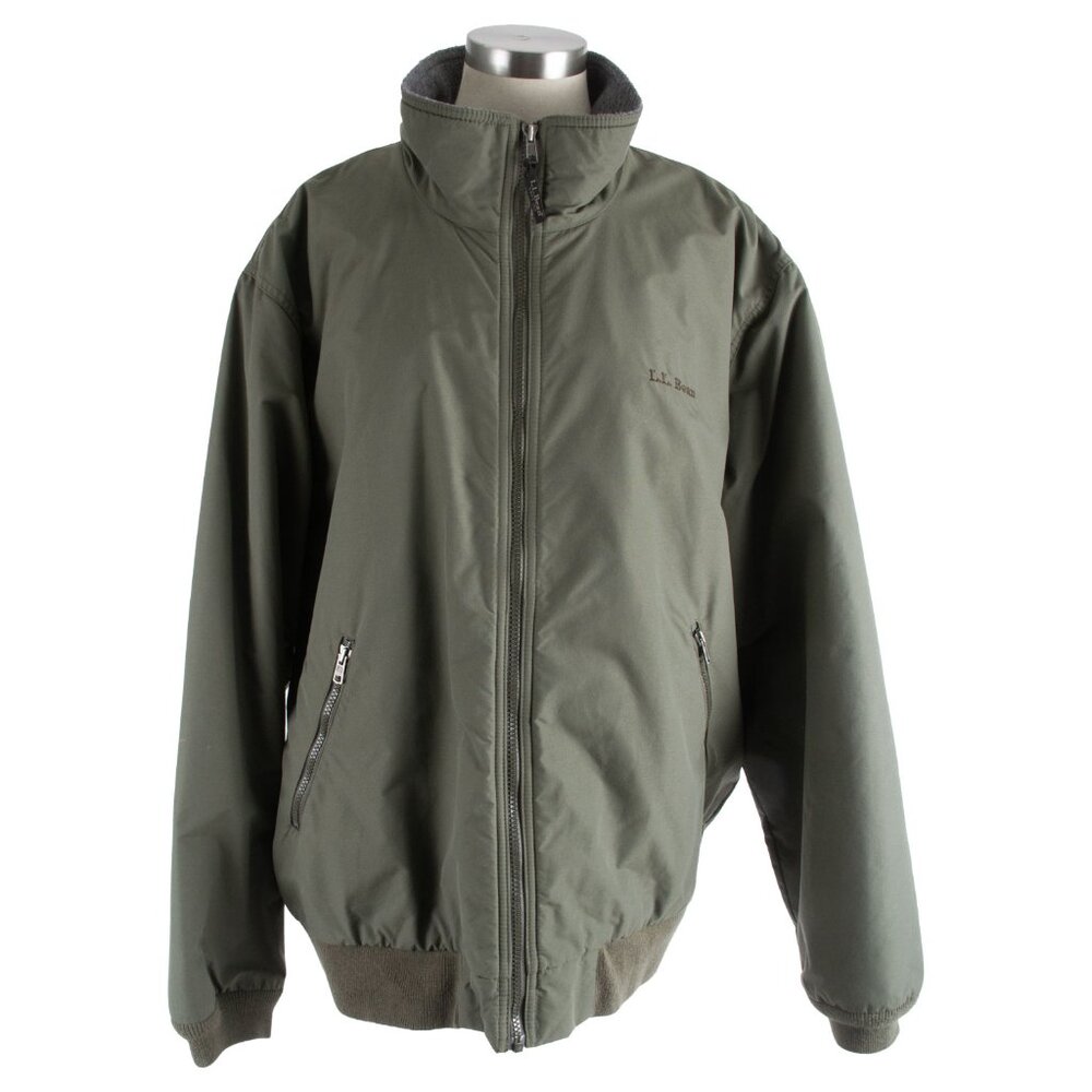 Vintage L.L. Bean Warm-Up Bomber Jacket Fleece Lined Men's Size XL Green